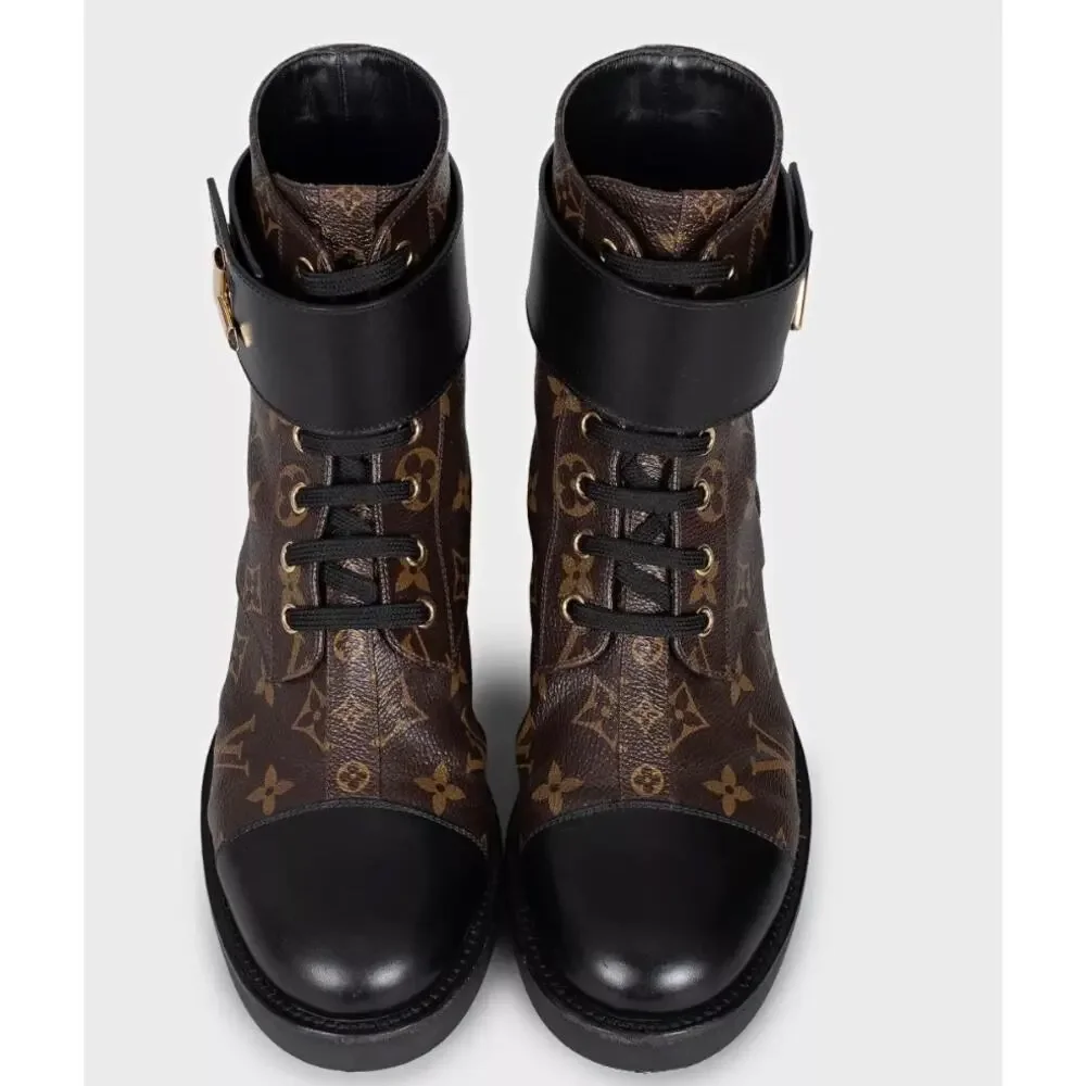 Louis Vuitton Monogram Canvas Leather Ankle Boots 38.5